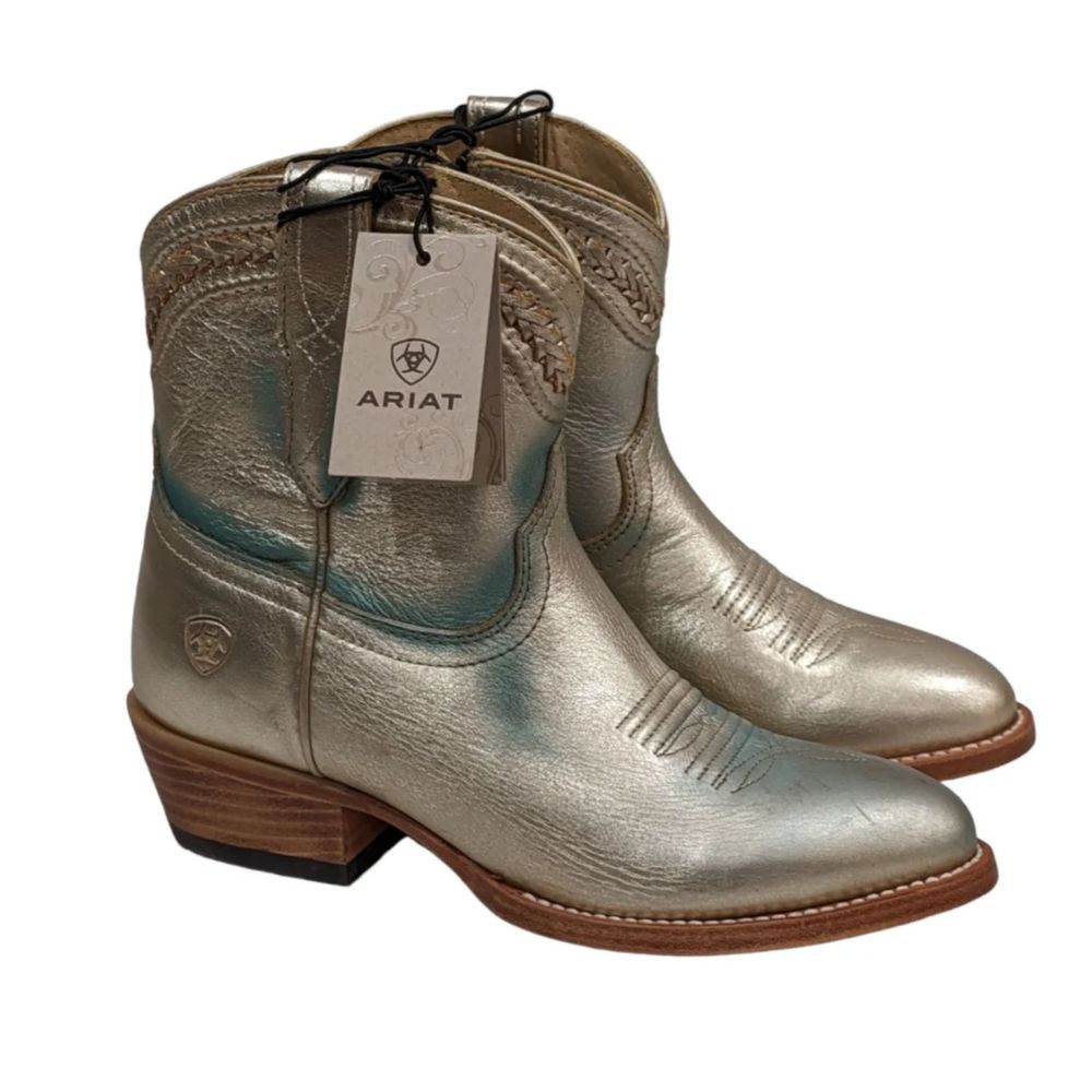 NWT Ariat Legacy R Toe Boot | Metallic Gold Distressed Western | Size 7B | NoBox